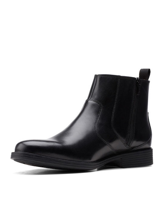 Whiddon Leather Black Men's Boots with Zipper