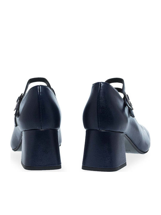 Leder Pumps mit Riemchen Blau