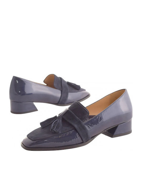 Leather Women's Moccasins in Blue Color