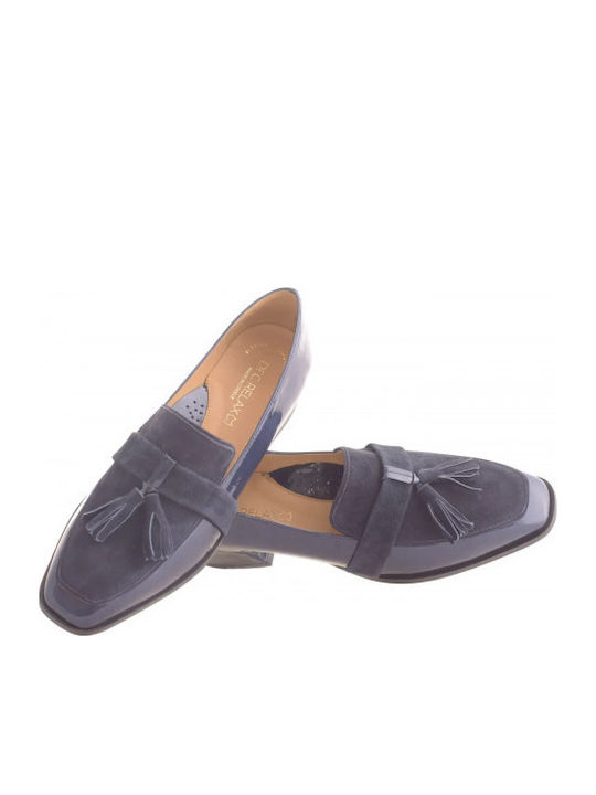 Leather Women's Moccasins in Blue Color