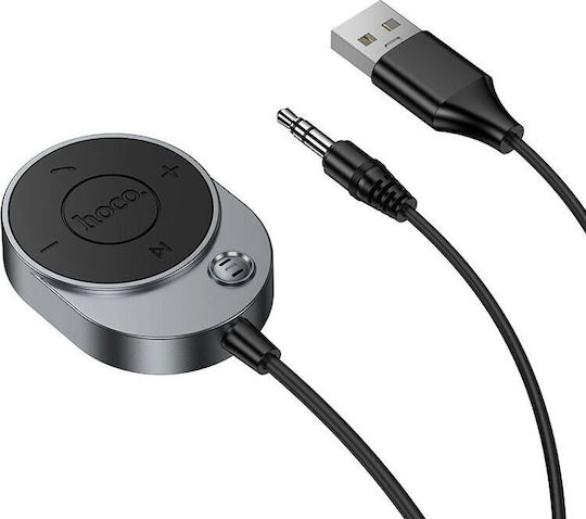 Wireless Car Receiver Hoco Aux Bluetooth Cable Jack 3.5 mm E150 Metal Gray