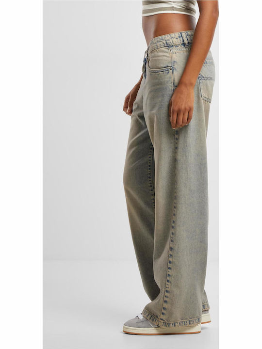 Low Rise Women's Jean Pants in Baggy Leg Style Mid Grey