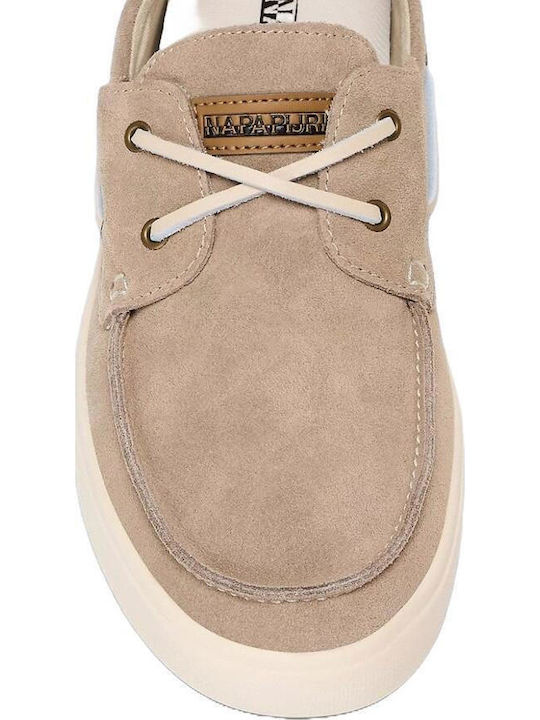 Men's Leather Moccasins Beige Regular Fit