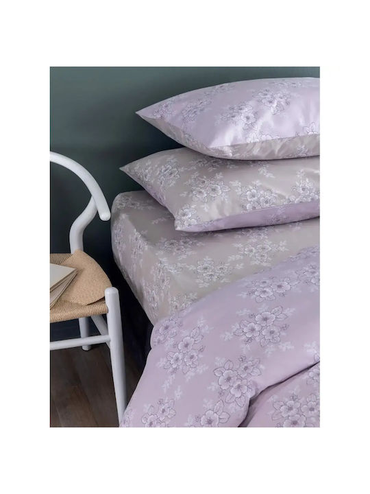 Palamaiki Sheet Sets Queen with Elastic 170x200+30cm. FL6281 Purple 4pcs