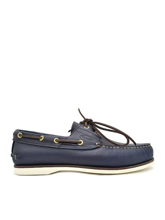 Sea and City C4 Men's Leather Boat Shoes Blue
