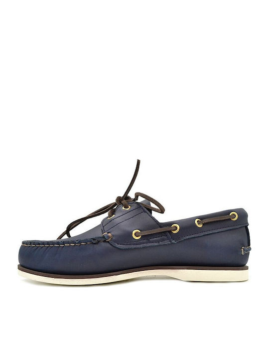 Sea and City C4 Men's Leather Boat Shoes Blue