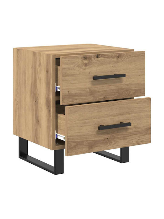 Wooden Brown Oak Bedside Table 40x35x47.5cm