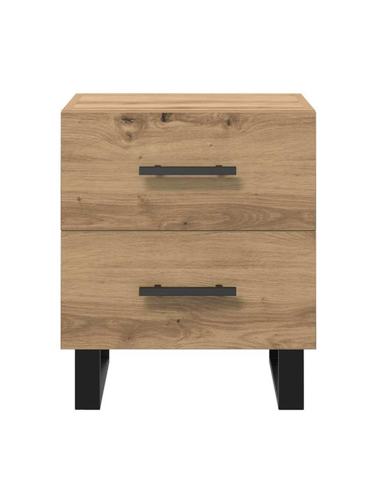 Wooden Brown Oak Bedside Table 40x35x47.5cm