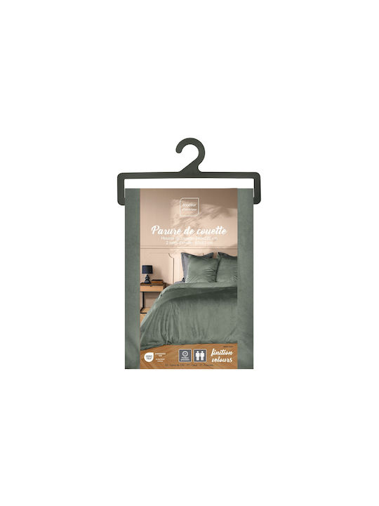 Douceur d'Intérieur Set Duvet Cover 220x240cm King Size With 4 Pillowcases Velina Green