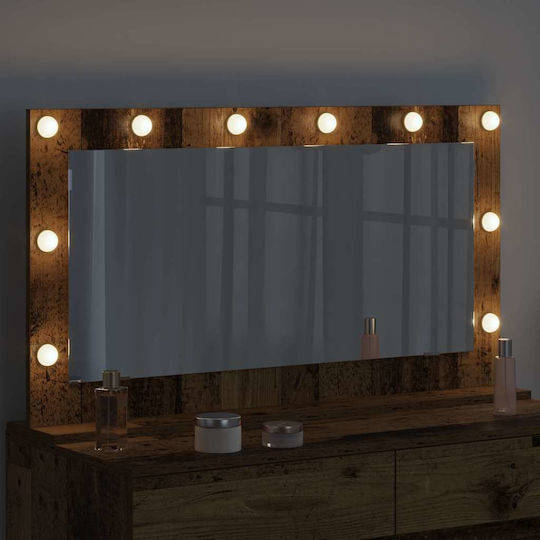 vidaXL Oglindă Machiaj Perete cu Lumină Maro