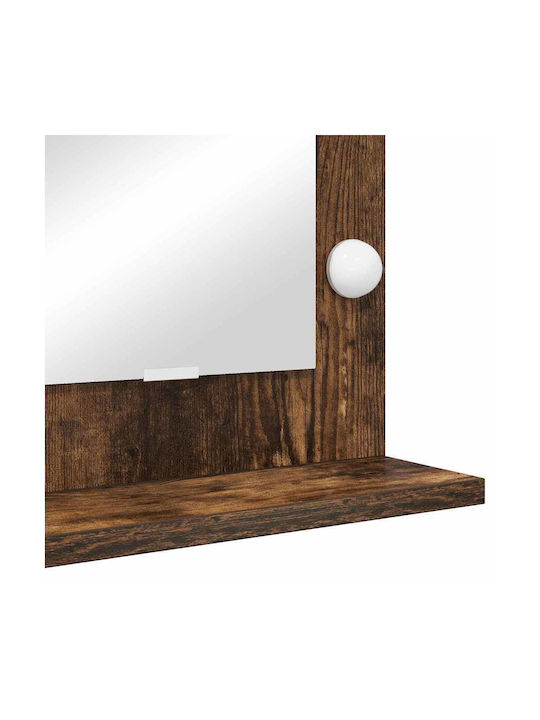 vidaXL Wall Mirror with Brown Wooden Frame & LED Lighting 60x55cm 1pcs