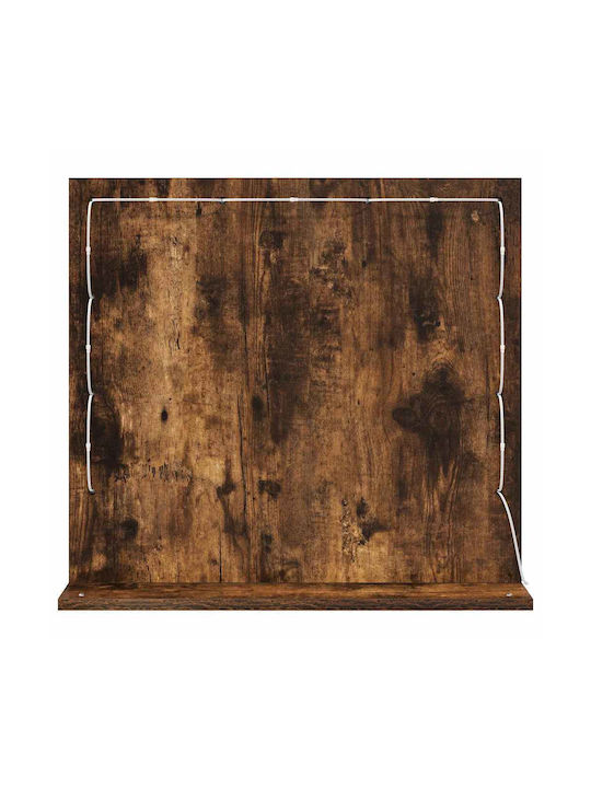 vidaXL Wall Mirror with Brown Wooden Frame & LED Lighting 60x55cm 1pcs