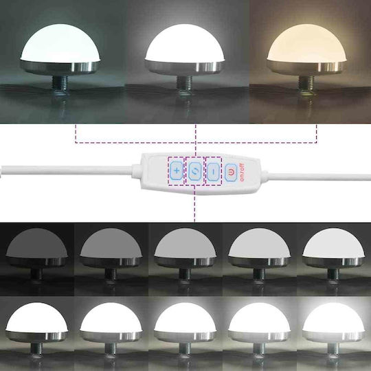 vidaXL Правоъгълена Банско Огледало LED от MDF 100x55см Бежов