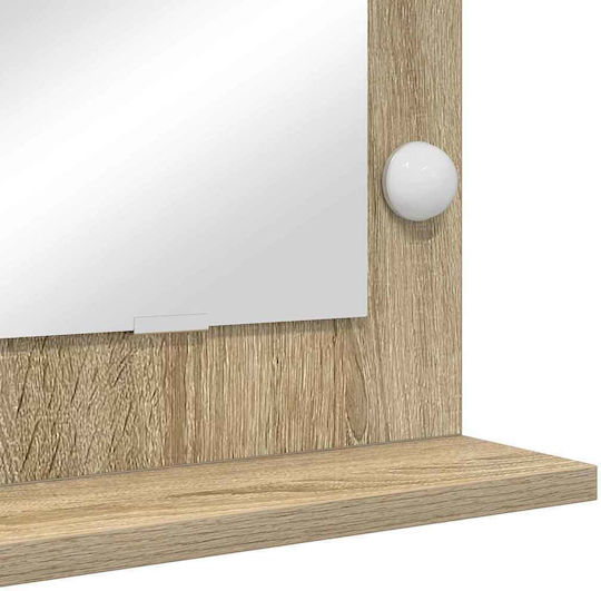 vidaXL Rechteckiger Badezimmerspiegel LED mit Regal 60x45cm Beige