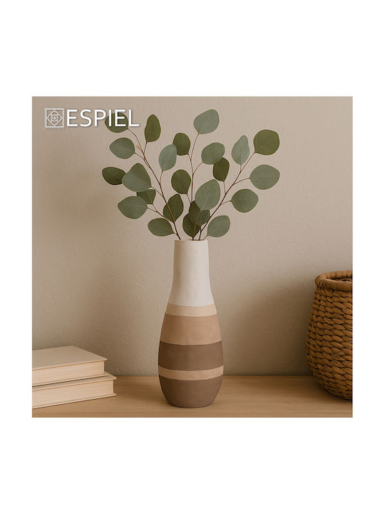Espiel Decorative Vase Stripe Beige 21x21x58.5cm