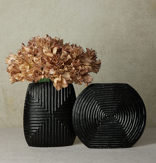 InTheBox Vază Decorativă Aluminiu Linear Negru 21x8x24cm 1buc