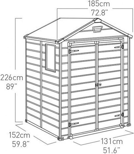Kunststoff Gartenhäuser M1.85xΠ1.52xHöhe2.26m