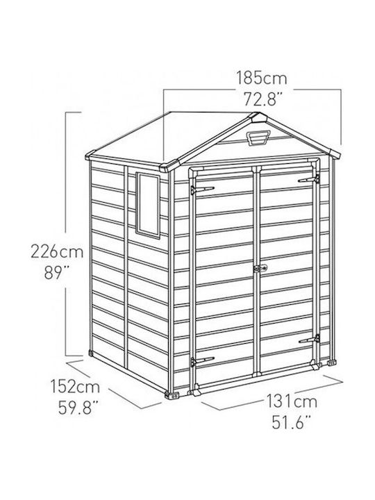 Kunststoff Gartenhäuser M1.85xΠ1.52xHöhe2.26m