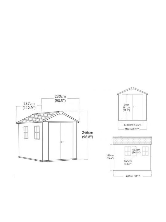 Plastic Garden Shed Newton Plus Wide M2.3xP2.87xH2.46m