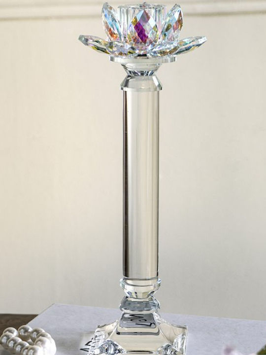 Artekko Lotus Κηροπήγιο Γυάλινο σε Διάφανο Χρώμα 10.8x23x10.8εκ.