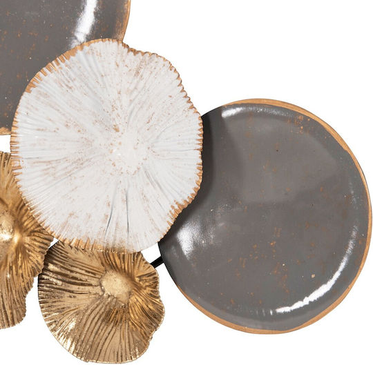 HomeMarkt Geometric Wall Decor Element Grey Gold Metallic 66x6x38cm