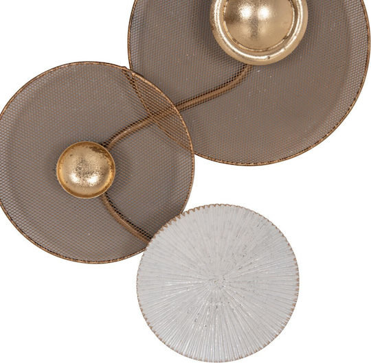 HomeMarkt Geometric Wall Decor Element Gold White Metallic 91x6x50cm
