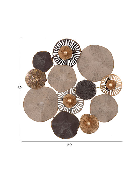 HomeMarkt From Metallic Brown, Ecru, Gold 69x8x69cm