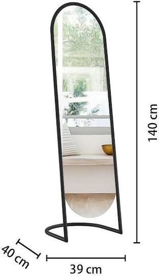 Atmosphera Oval Boden- oder Standspiegel mit Grauem Metallischem Rahmen 140x39cm