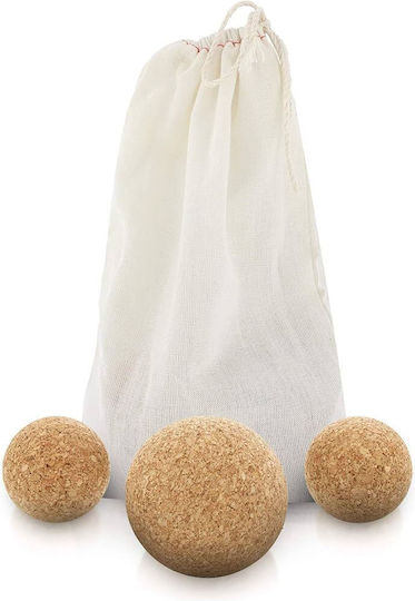 Cork Massage Balls 3 Pieces Storage Pouch Fascia