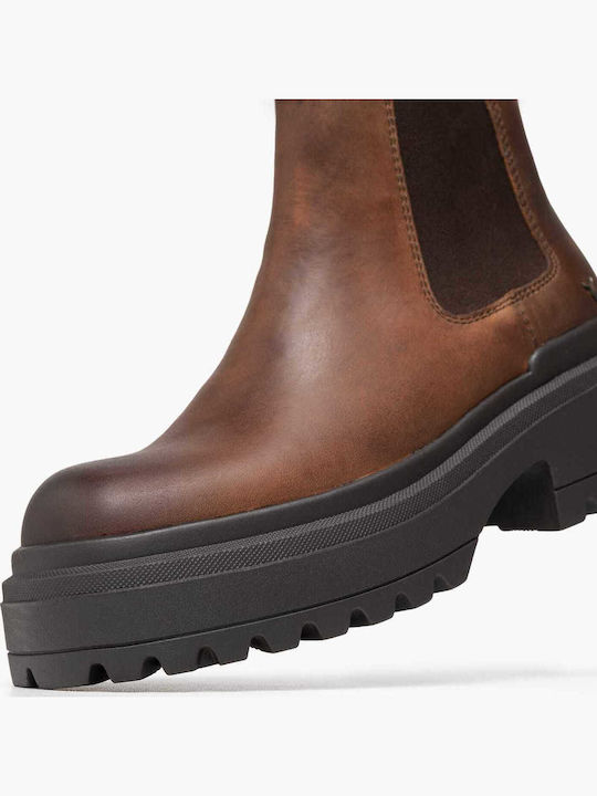 Booties Δερμάτινα Γυναικεία Αρβυλάκια Καφέ