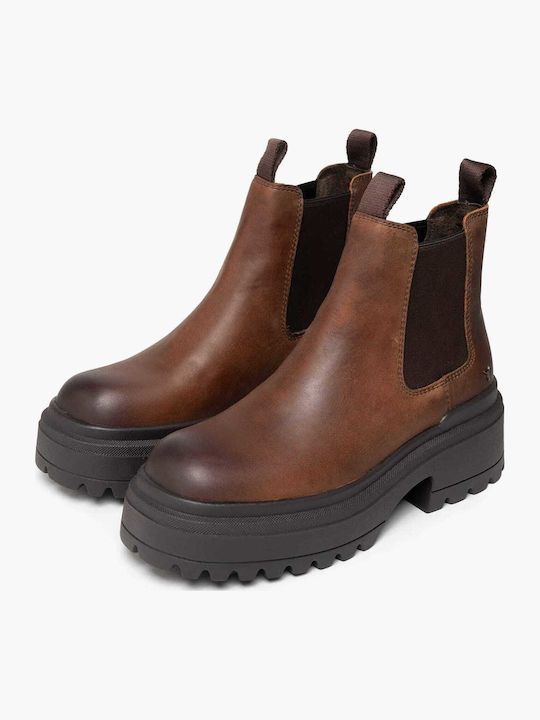 Booties Δερμάτινα Γυναικεία Αρβυλάκια Καφέ