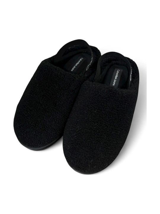 Calvin Klein Femei Sabot cu blană Negre