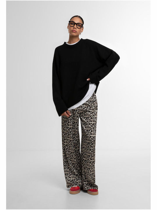 Dama Tesatura Pantaloni Leopard Maro