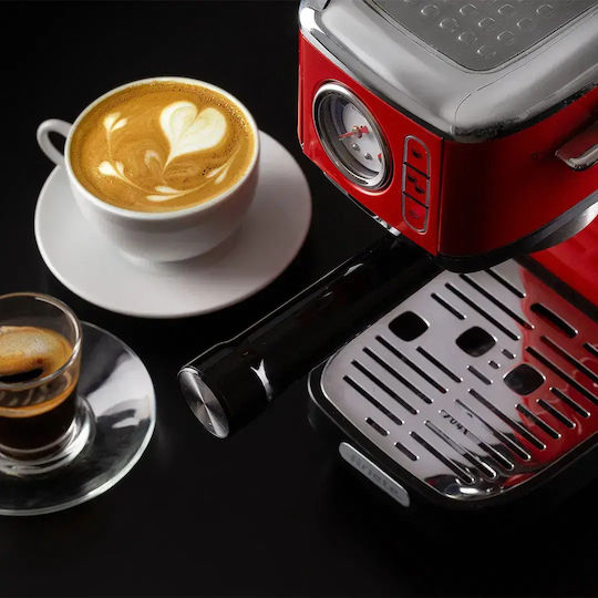 Ariete Perfetto Slim Espresso Coffee Machine 1300W Pressure 15bar Red 1381/33