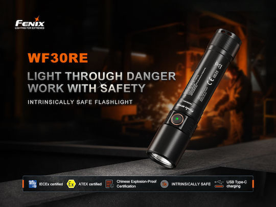 Fenix Wiederaufladbar Explosionsgeschützt Stirnlampe LED IP68 mit maximaler Helligkeit 300lm