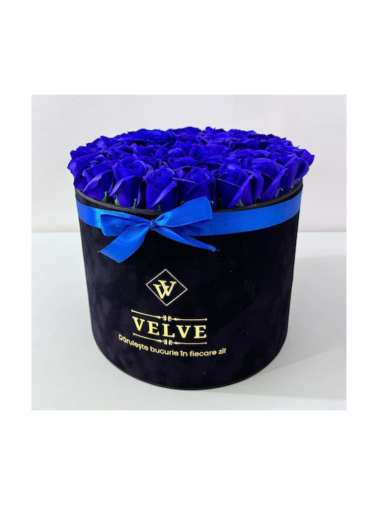 Majestic Blue Floral Arrangement Soap Roses In Black Velvet Box Majestic Blue Floral Arrangement Soap Roses In Black Velvet Box