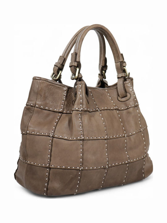 Leder Damentasche Handtasche Taupe