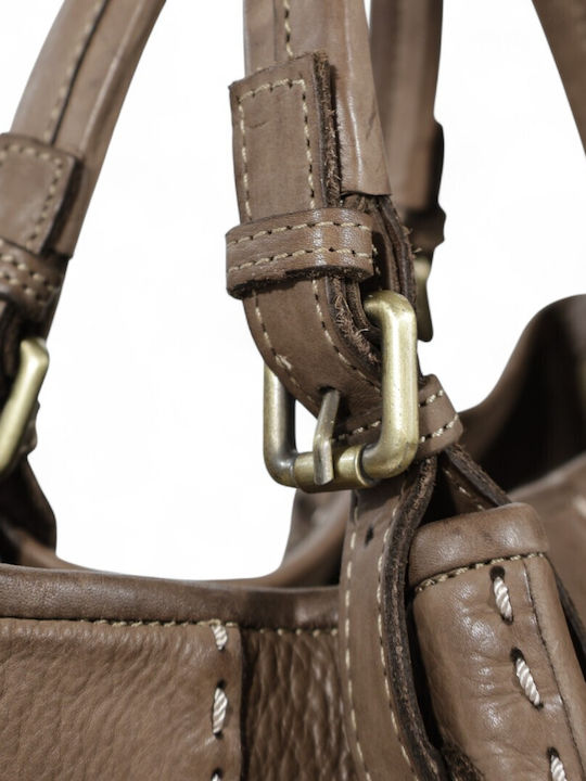 Leder Damentasche Handtasche Taupe