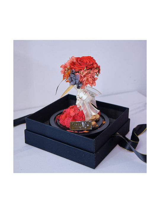 Crazy Love Arrangement Cryogenated Flowers Rose In Glass Dome Gift Box Red