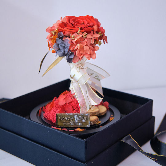 Crazy Love Arrangement Gefrorene Blumen Rose In Glasskugel Geschenkbox Rot