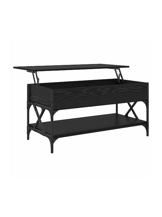 Rectangular Central Wooden Coffee Table with Lifting Mechanism Black M100xW50xH50cm