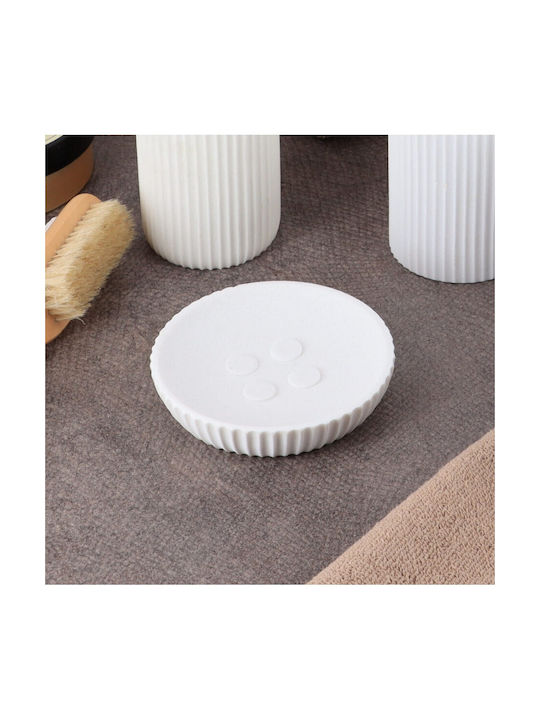 Polyresin White Striped Soap Dish