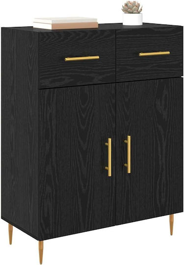 Sideboard made of Wood & Metal with Drawers Black Beech 69.5x34x90cm
