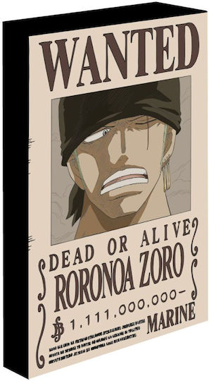 One Piece Zoro Wanted Light Canvas 40x30 Cm