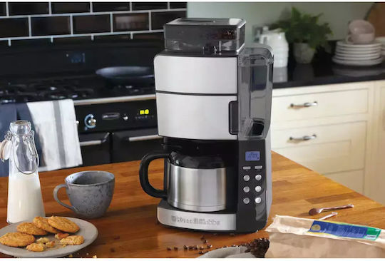 Russell Hobbs Grind & Brew Προγραμματιζόμενη Καφετιέρα Φίλτρου 1000W Inox
