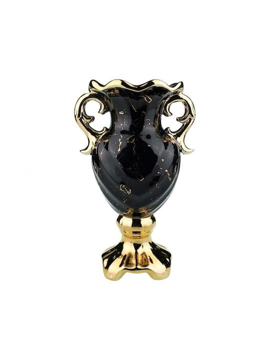 Velve Vază Decorativă din Marmură Negru 18x31cm 1buc