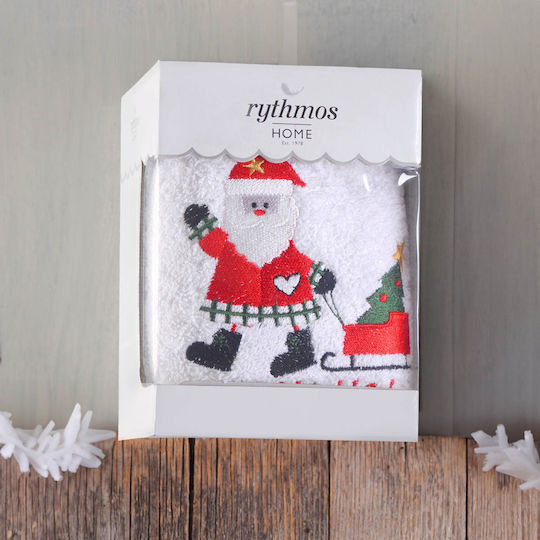 Rythmos Πετσέτα Προσώπου Christmas 50x90εκ. Κόκκινο Βάρους 500gr/m²