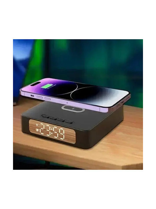 Ceas Digital de Masă cu Alarmă & Încărcare Wireless Negru AY-25