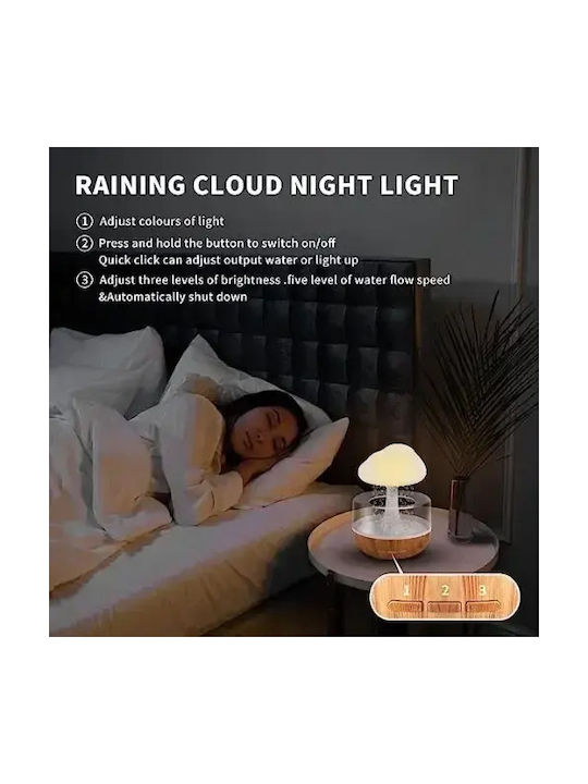 Factory Led Συσκευή Αρωματοθεραπείας Cloud Rain με Χρονοδιακόπτη Καφέ 300ml TS04093