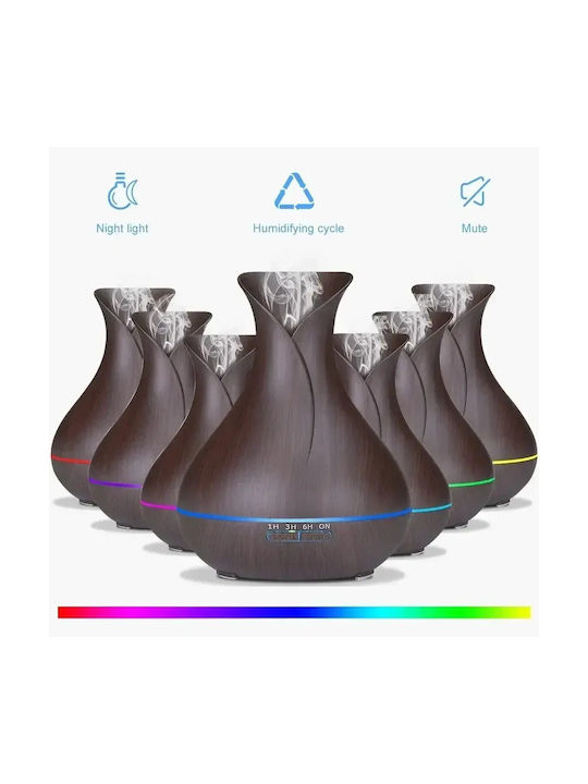 Andowl LED Aromatherapie-Diffusor Ultraschall Gerät Braun 400ml K-H6B